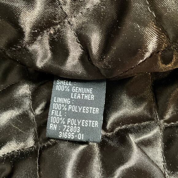 Vintage Irvine Park Genuine Leather Bomber Jacket Brown Full Zip Button Closure - Picture 14 of 14